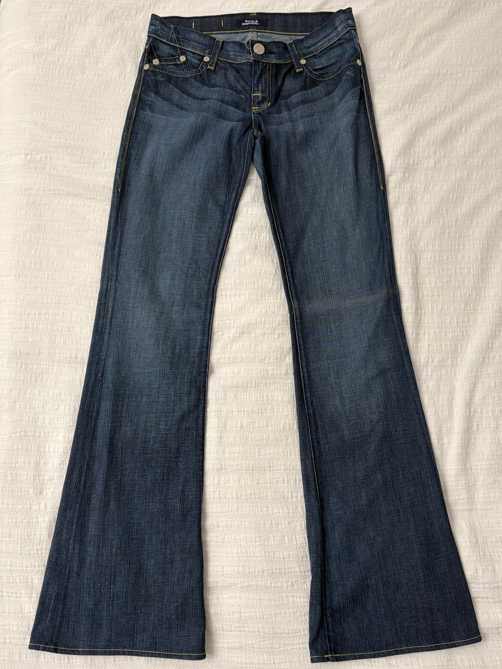 EUC Rock & Republic Dark Blue Crystal Flared Jeans